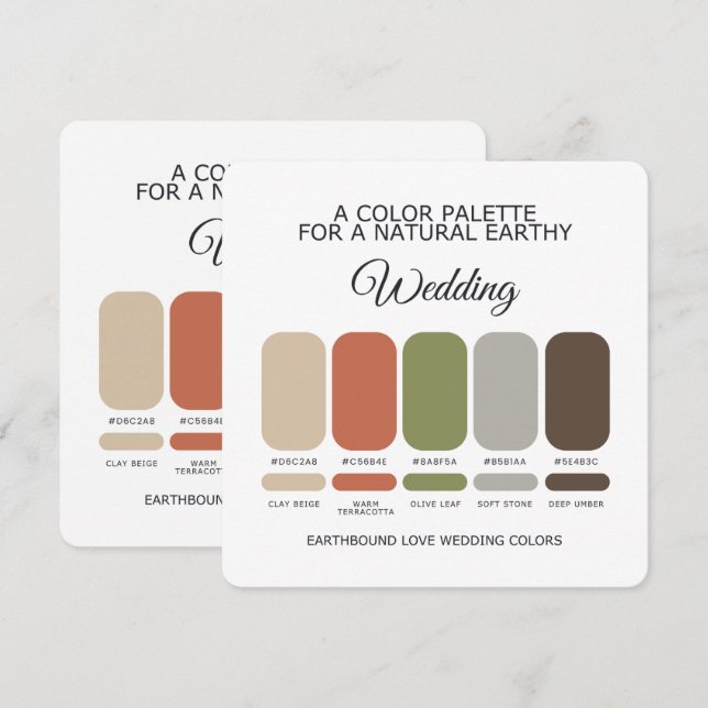 Earth Tone Wedding Color Palette Card Einladung (Vorne/Hinten)