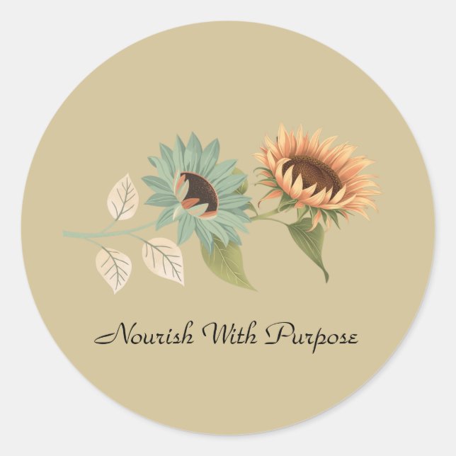 Earth Toned Sunflower Soft Floral Planner Runder Aufkleber (Vorderseite)