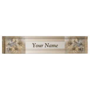 Earth Tones Abstrakt Modern Fraktal Textile Title Namensplakette