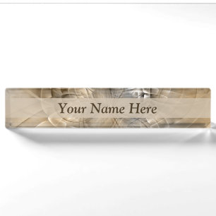Earth Tones Abstrakt Modern Fraktal Textile Title Namensplakette