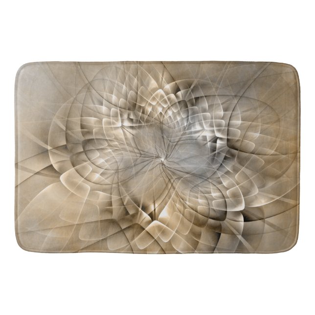 Earth Tones Abstrakt Moderne Fraktal Art Textur Badematte (Vorderseite)