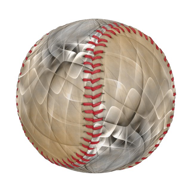 Earth Tones Abstrakt Moderne Fraktal Art Textur Baseball (Schrägansicht)