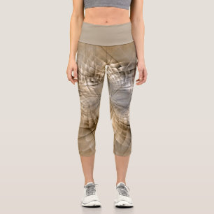 Earth Tones Abstrakt Moderne Fraktal Art Textur Capri Leggings