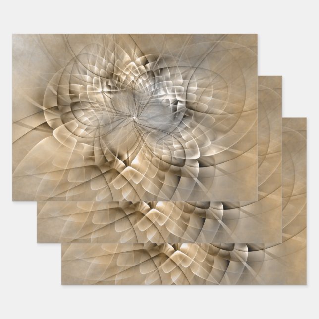Earth Tones Abstrakt Moderne Fraktal Art Textur Geschenkpapier Set (Set)