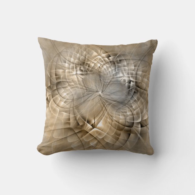 Earth Tones Abstrakt Moderne Fraktal Art Textur Kissen (Vorderseite)
