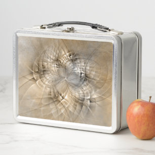 Earth Tones Abstrakt Moderne Fraktal Art Textur Metall Lunch Box
