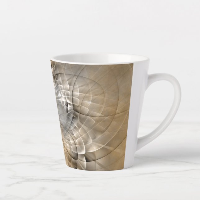 Earth Tones Abstrakt Moderne Fraktal Art Textur Milchtasse (Rechts)