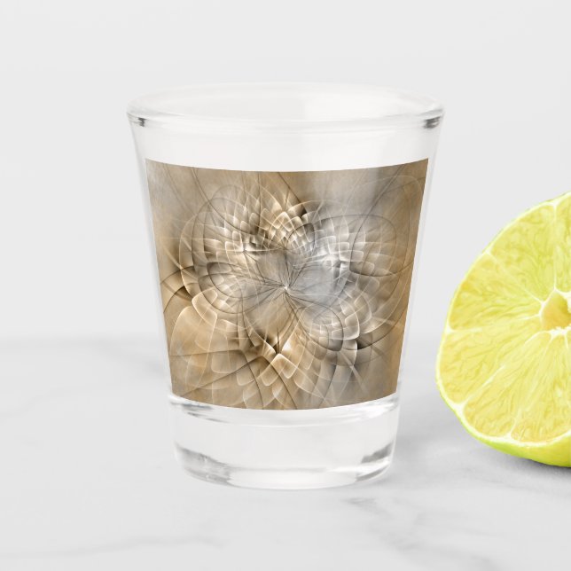 Earth Tones Abstrakt Moderne Fraktal Art Textur Schnapsglas (Vorderseite)