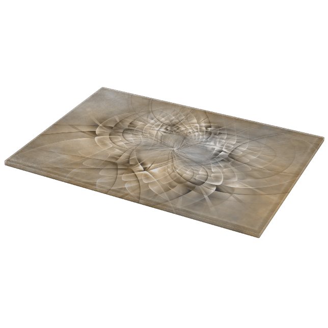 Earth Tones Abstrakt Moderne Fraktal Art Textur Schneidebrett (Ecke)