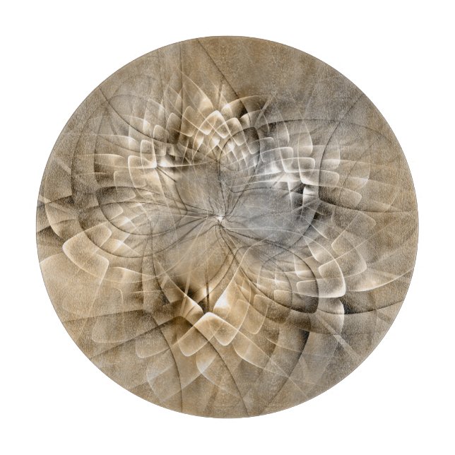 Earth Tones Abstrakt Moderne Fraktal Art Textur Schneidebrett (Vorderseite)