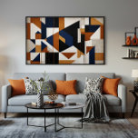 Earth Tones and Blue Leinwanddruck<br><div class="desc">Geometric abstract art with interlocking shapes in navy blue,  terracotta,  black,  and cream. Rich painting texture with subtle vertical details. Modern design ideal for contemporary decor. Brings balance and sophistication to the space with its cubist style and elegant color palette.</div>