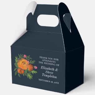 Earth Tones Burnt Orange Navy Floral Wedding Geschenkschachtel