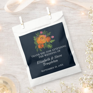 Earth Tones Burnt Orange Navy Floral Wedding Geschenktütchen