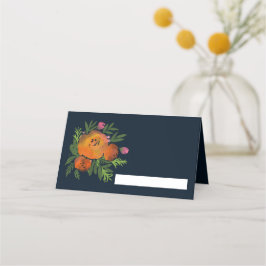 Earth Tones Burnt Orange Navy Floral Wedding Suite Platzkarte