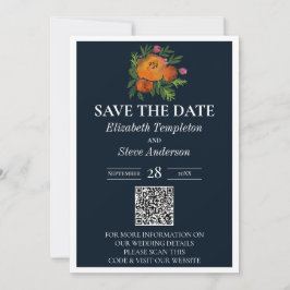 Earth Tones Burnt Orange Navy Floral Wedding Suite Save The Date