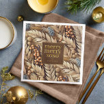 Earth Tones Christmas Merry Pattern#21 ID1009 Serviette<br><div class="desc">Wenn Sie sich fragen, welche Farbkombinationen Sie für Ihre Weihnachtsdekoration und Geschenkartikel in diesem Jahr auswählen sollten, habe ich Sammlungen von aufeinander abgestimmten Mustern erstellt, um das Leben ein wenig leichter zu machen. Dieses Papier-Serviette-Design zeichnet sich durch eine Blattstruktur aus getrockneten Gräsern und Beeren in sanften Erdtönen aus. Eine Vorlage,...</div>