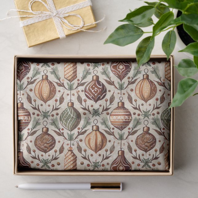 Earth Tones Christmas Pattern#12 ID1009 Seidenpapier (Geschenk)