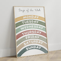 Earth Tones Days of the Week Affiche éducative