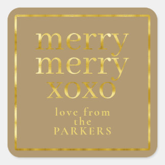 Earth Tones Gold Merry XOXO ID1009 Quadratischer Aufkleber