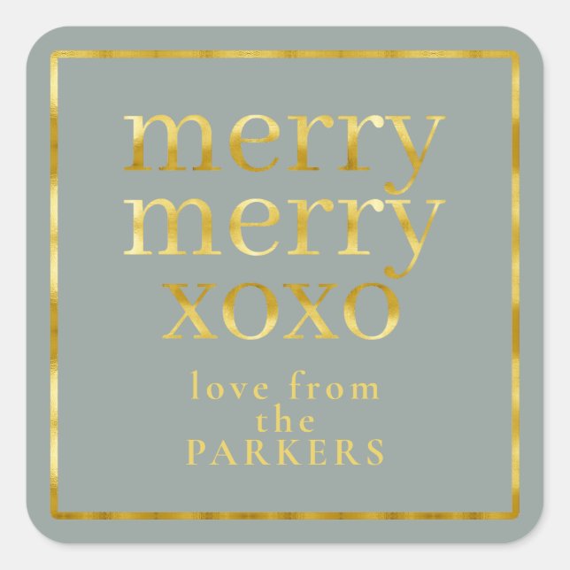 Earth Tones Gold Merry XOXO ID1009 Quadratischer Aufkleber (Vorderseite)
