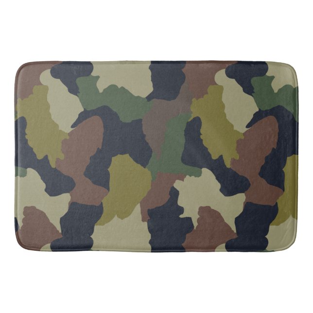Earth Tones Green Brown Camouflage Badematte (Vorderseite)