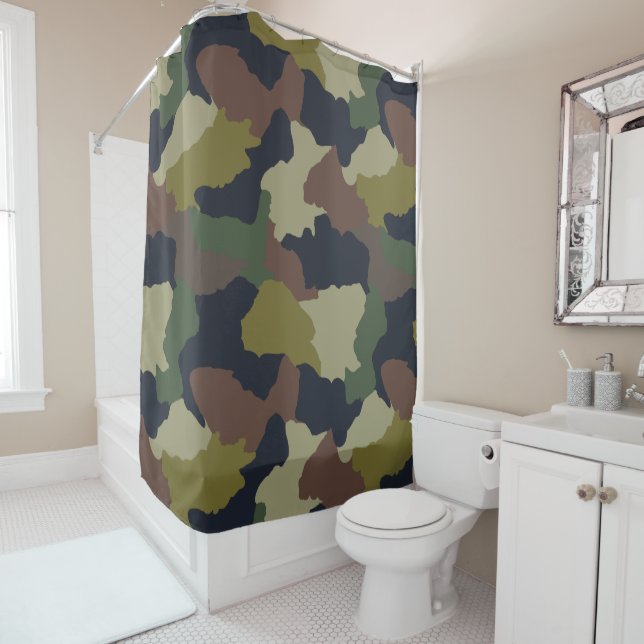 Earth Tones Green Brown Camouflage Duschvorhang (Beispiel)