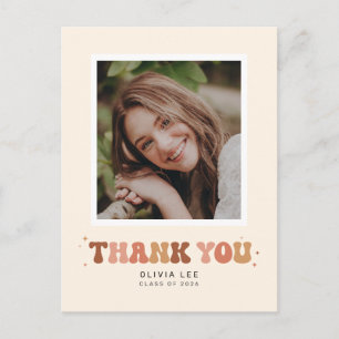 Earth Tones Groovy Retro Abschluss Vielen Dank Postkarte