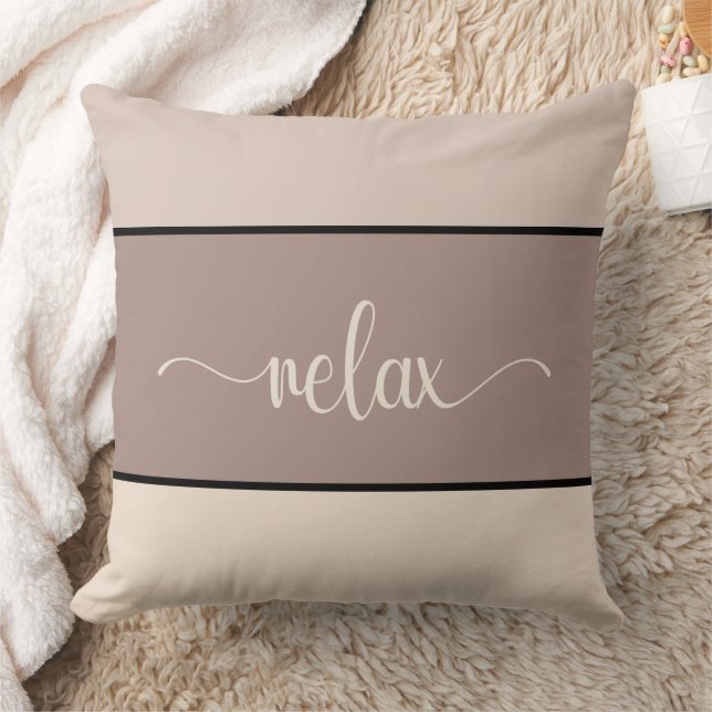 Earth Tones Script "Relax" Drehkissen Kissen (Decke)