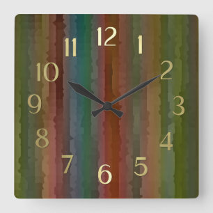 Earth Tones Techno Streaks Quadratische Wanduhr