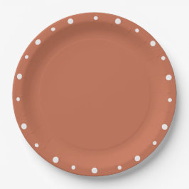 Earth Tones Terra Cotta White Polka Dots Pappteller