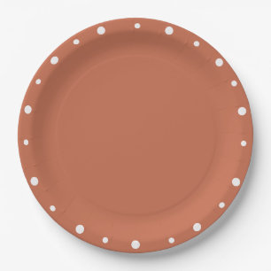 Earth Tones Terra Cotta White Polka Dots Pappteller