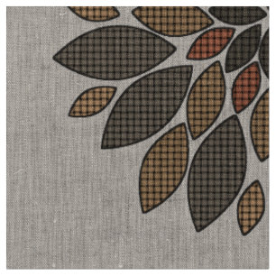 Earth Tones Woven Floral Look Linenstoff Stoff