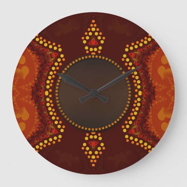 Earth Tribal Love Wall Clock Große Wanduhr (Vorderseite)