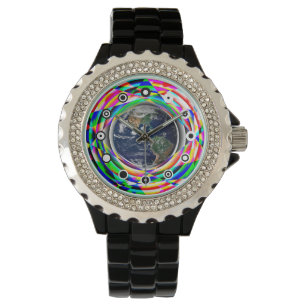 Earth Vibes (Binary Face) von Kenneth Yoncich Armbanduhr