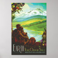 Earth Vintag Space Travel Poster