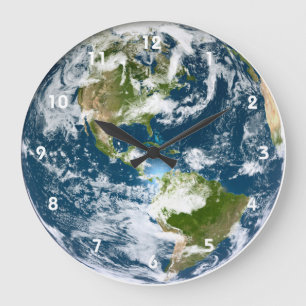 Earth wall clock with numbers große wanduhr