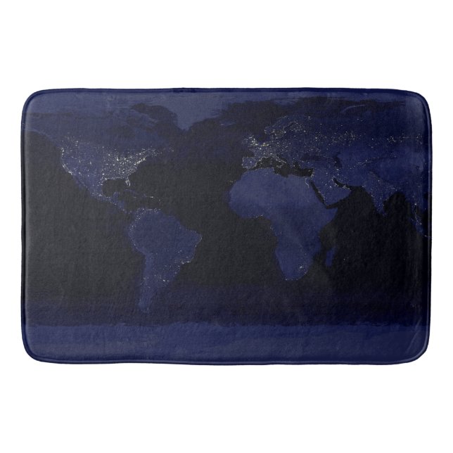 Earth World Map City Lights am Night Satellite Badematte (Vorderseite)