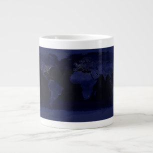 Earth World Map City Lights am Night Satellite Jumbo-Tasse