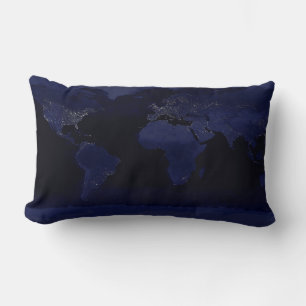 Earth World Map City Lights am Night Satellite Lendenkissen