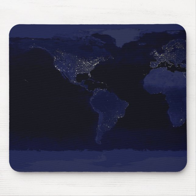 Earth World Map City Lights am Night Satellite Mousepad (Vorne)