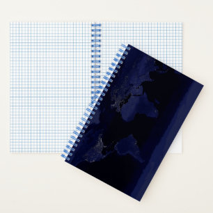Earth World Map City Lights am Night Satellite Notizbuch