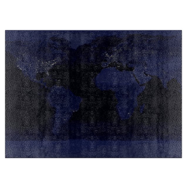 Earth World Map City Lights am Night Satellite Schneidebrett (Vorderseite)