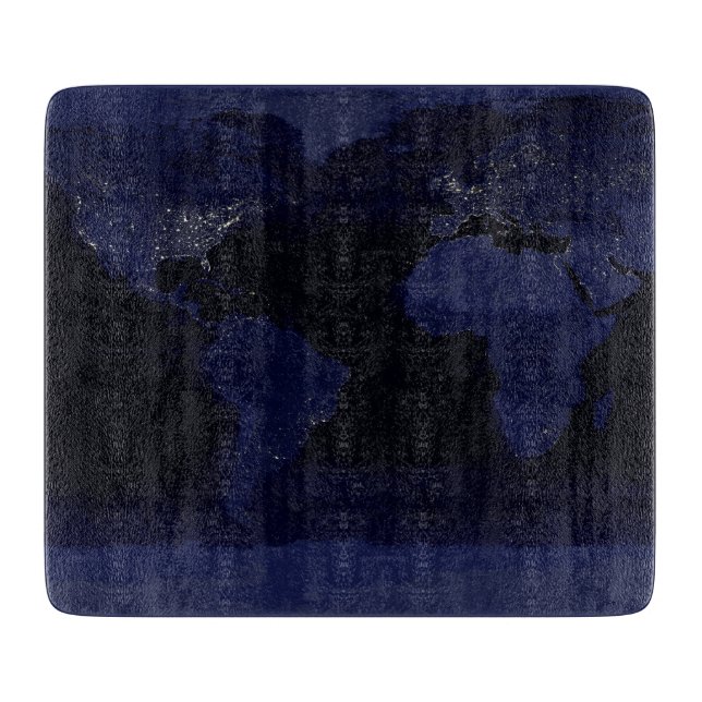 Earth World Map City Lights am Night Satellite Schneidebrett (Vorderseite)