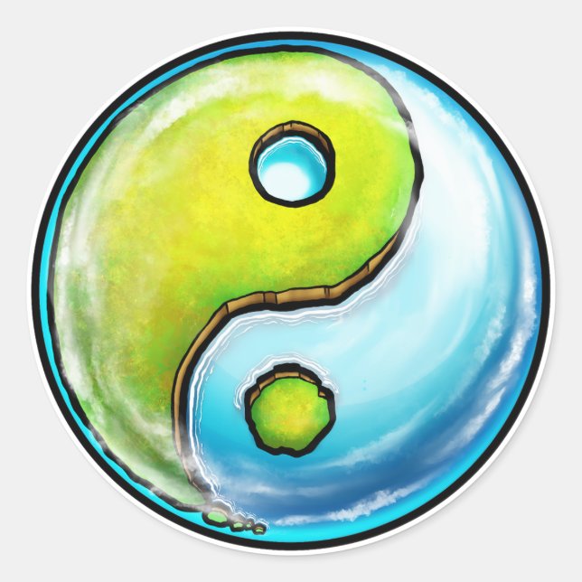 Earth Yin-Yang Runder Aufkleber (Vorderseite)