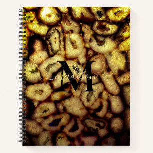 Earthen Green Quarz Agates Monogramm Notizbuch