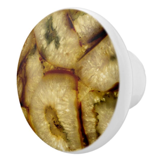 Earthen verbrannte sienna Gold Green Quarz Agates Keramikknauf (Rechts)