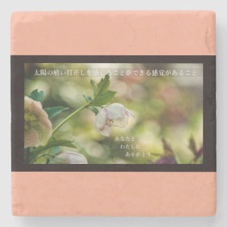 Earthlight and Healing Japanese Flowers and Poetry Steinuntersetzer