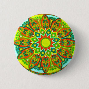Earthtone ethnische Blick-Mandala Button