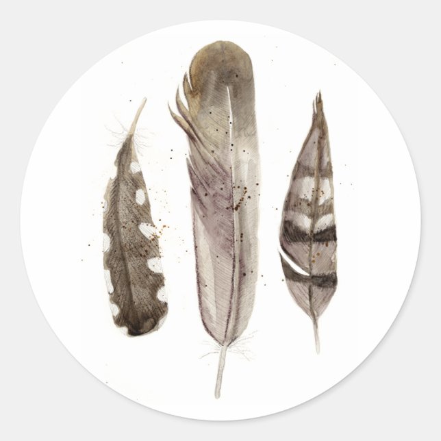 Earthtone Feathers II Runder Aufkleber (Vorderseite)