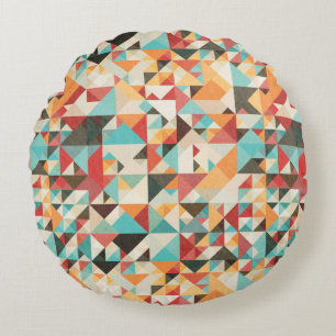 Earthtone geometrisches Muster Rundes Kissen